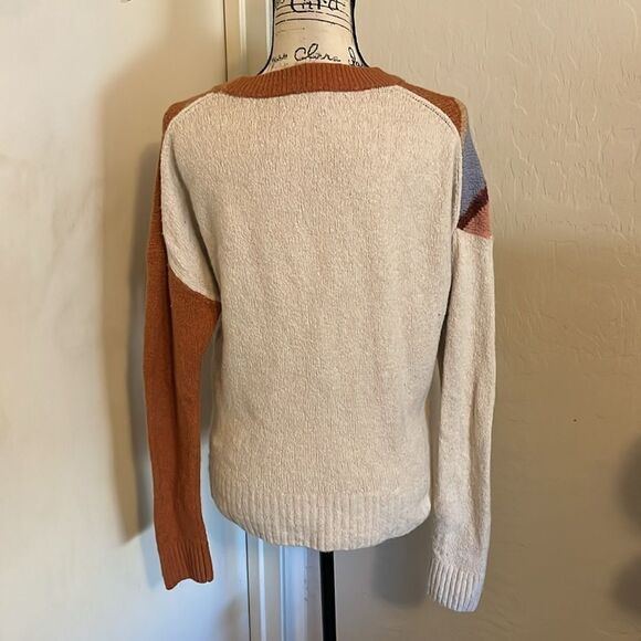 Madewell Brown Stripe Multi Color Pullover Sweater Casual Boho Modern - Picture 4 of 9